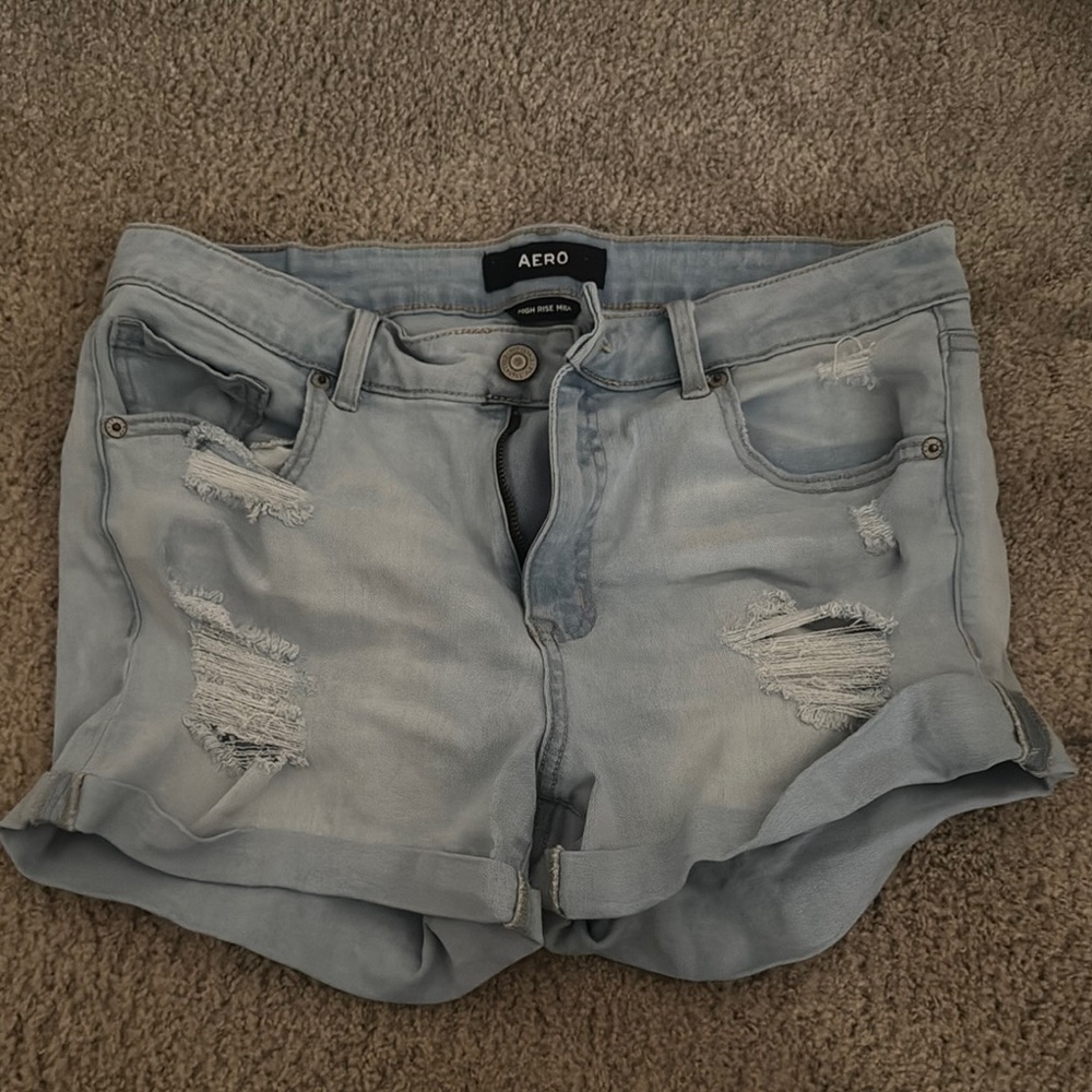 Aeropostale Blue Jean Shorts Distressed Cuffed